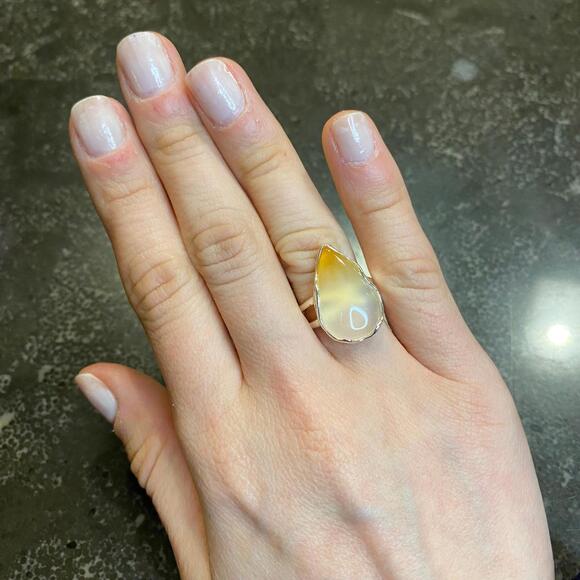 Jewelry - Natural Agate Pear Shape Ring Size 5.5